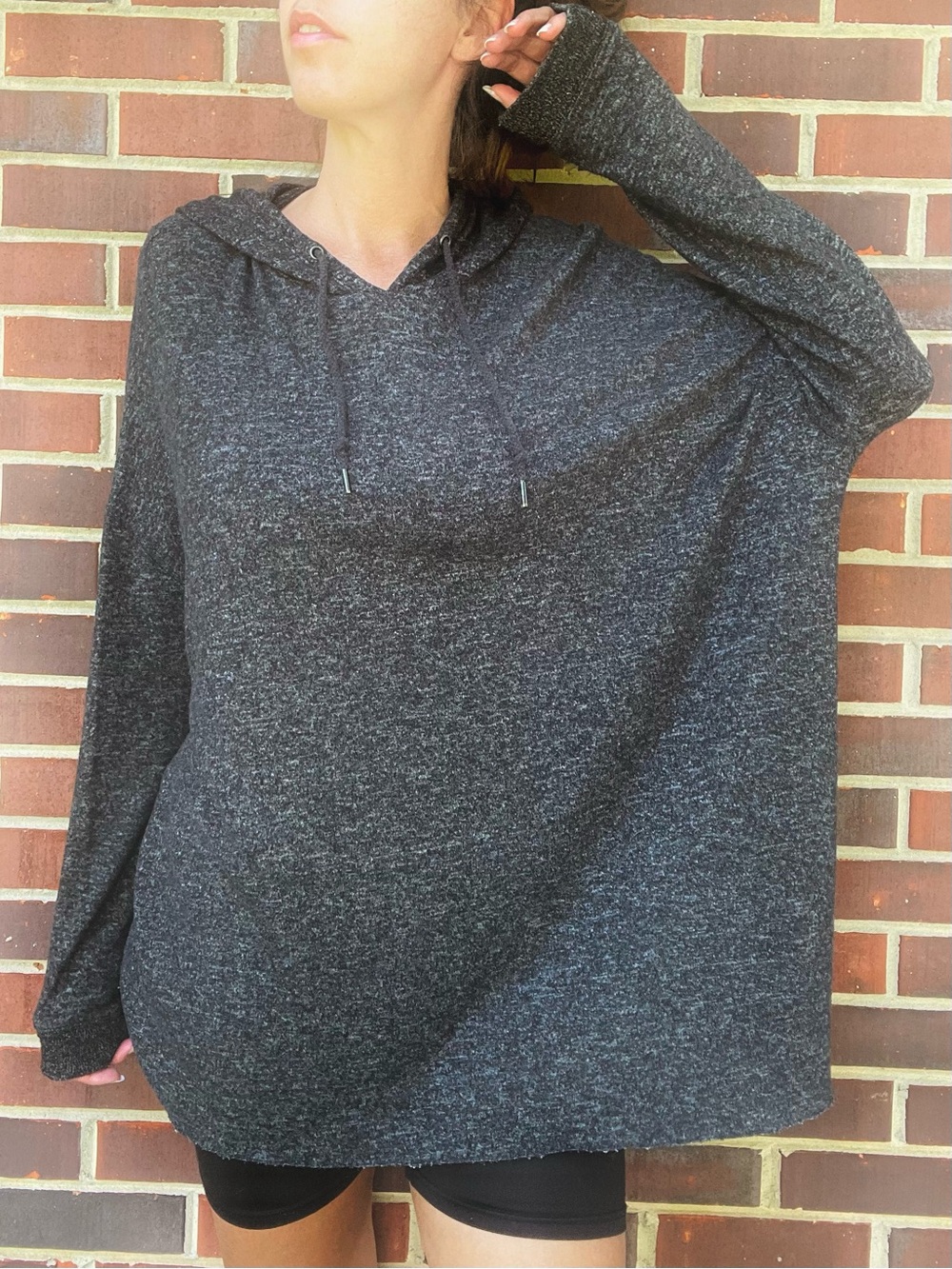 Oversized Dark Grey Hooded Top